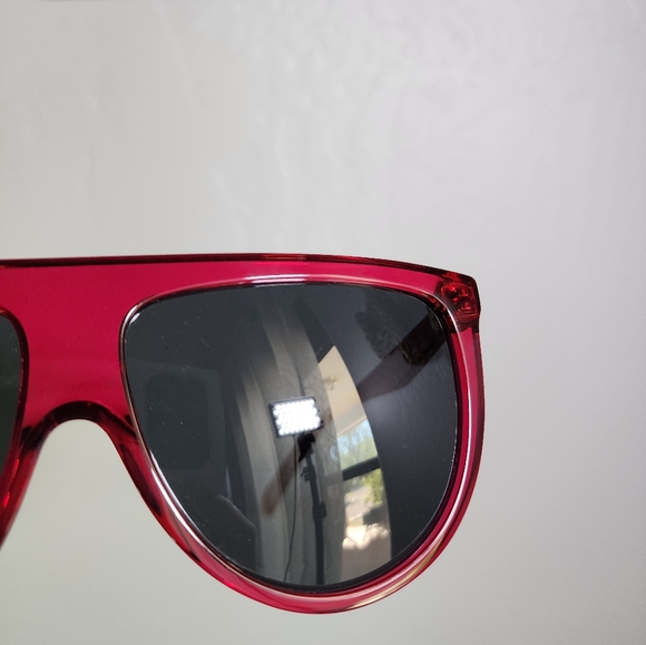 CELINE Acetate Thin Shadow Flat Top Sunglasses Fuchsia Glitter CL41435/S - Picture 7 of 10